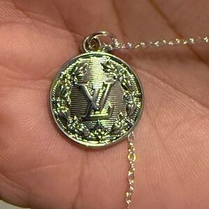 Silver Upcycled LV charm (necklace)